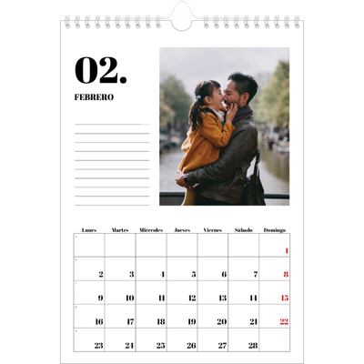 Calendario personalizado A4 — Serif y momentos [Febrero]