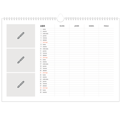 Planificador A3 horizontal — Diseña tu producto - Familia de 4 [Abril]