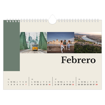 Calendario A4 horizontal — Lugares del mundo [Febrero]
