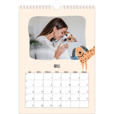 Calendario personalizado A4 — Perros y garabatos [Abril]