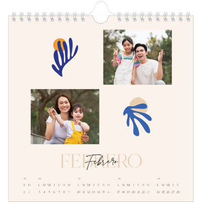 Calendarios Cuadrados — Coral minimalista [Febrero]