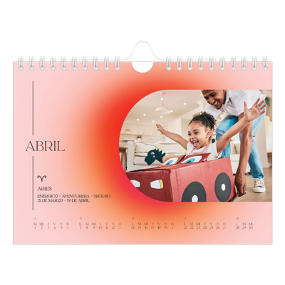 Calendario personalizado A5 — Degradado astrológico [Abril]