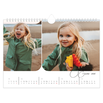 Calendario personalizado A4 horizontal  — Fotos y caligrafía