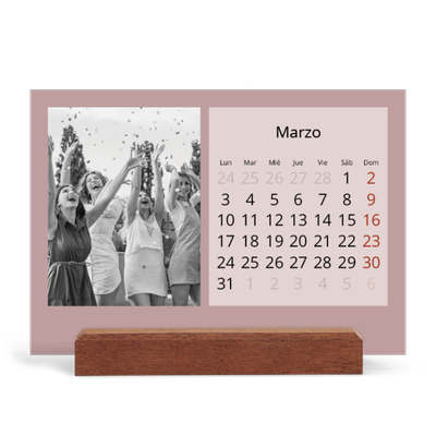 Calendario de mesa con base de madera - apaisado  — Neo Scandi [Marzo]