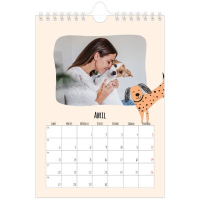 Calendario personalizado A5 — Perros y garabatos [Abril]