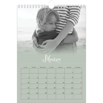 Calendario personalizado A4 — Verde bruma [Marzo]