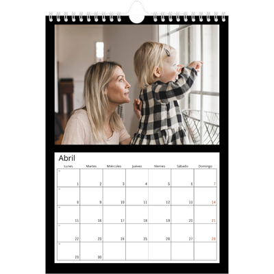 Calendario personalizado A4 — Margen negro [Abril]