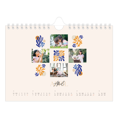 Calendario personalizado A5 — Coral minimalista [portada]