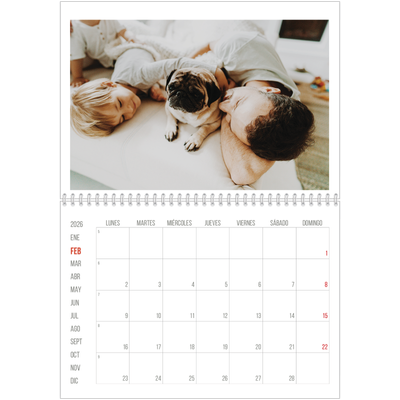 Calendario personalizado doble A4 — Reflejos rojos [Febrero]