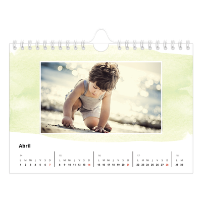 Calendario personalizado A5 — Fondos de acuarela [Abril]