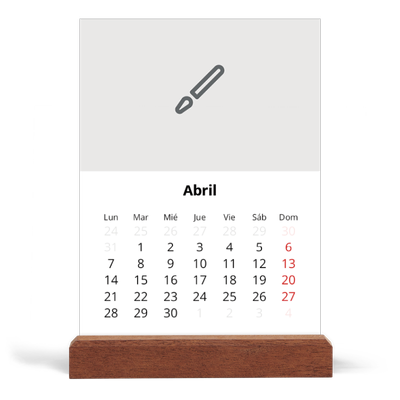 Calendario de mesa con base de madera - vertical  — Diseña tu producto [Abril]