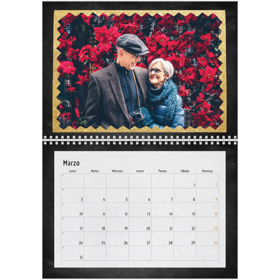 Calendario personalizado doble A4 — Marcos de purpurina [Marzo]