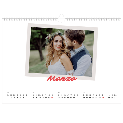 Calendario A3 horizontal — Firmado en carmín [Marzo]