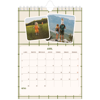 Calendario personalizado A5 — Patrones retro [Abril]