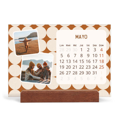 Calendario de mesa con base de madera - apaisado  — Patrones retro [portada]