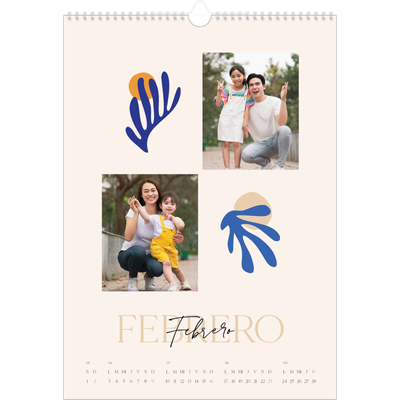 Calendarios A3 — Coral minimalista [Febrero]