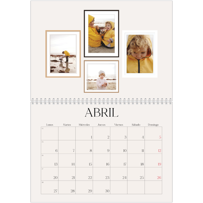 Calendario personalizado doble A4 — Galería de fotos de pared [Abril]
