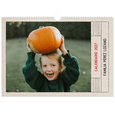 Calendario A3 horizontal — Efecto de sello craft [portada]