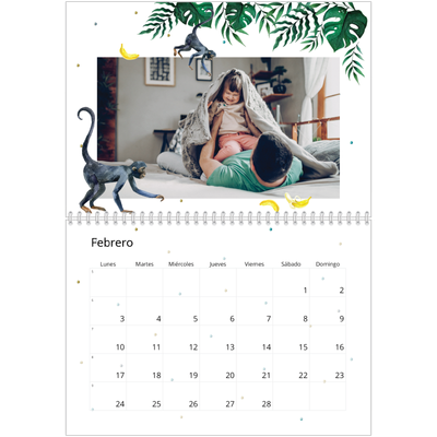 Calendario personalizado doble A4 — Animales de acuarela [Febrero]