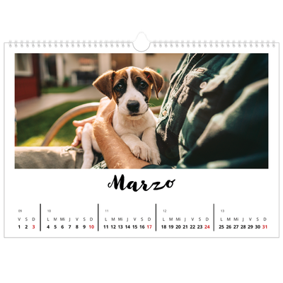 Calendario A3 horizontal — Escrito a mano [Marzo]