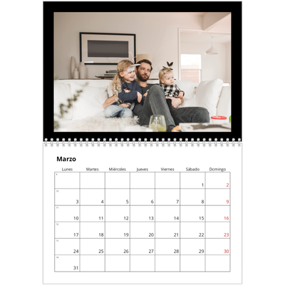Calendario personalizado doble A4 — Margen negro [Marzo]