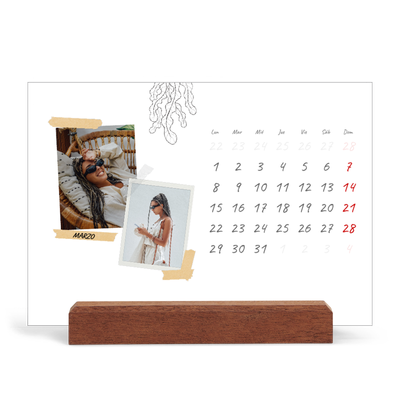 Calendario de mesa con base de madera - apaisado  — Scrapbook con estilo [Marzo]