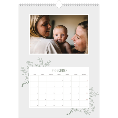 Calendarios A3 — Flores dibujadas [Febrero]