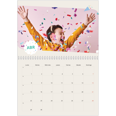 Calendario personalizado doble A4 — Cumpleaños icónico [Abril]