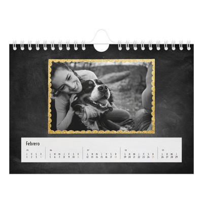 Calendario personalizado A5 — Marcos de purpurina [Febrero]