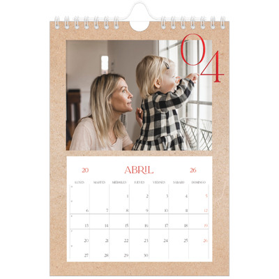 Calendario personalizado A5 — Toques de rojo [Abril]