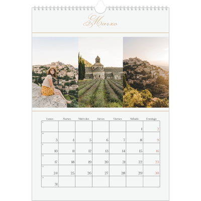 Calendarios A3 — Banner de texto dorado [Marzo]