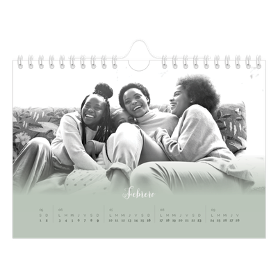Calendario personalizado A5 — Verde bruma [Febrero]