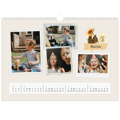 Calendario A3 horizontal — Scrapbook vintage [Marzo]
