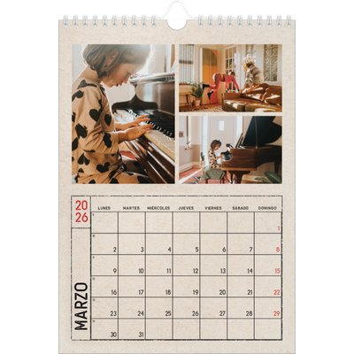 Calendario personalizado A4 — Efecto de sello craft [Marzo]