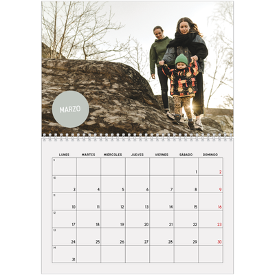 Calendario personalizado doble A4 — Pegatina de foto [Marzo]
