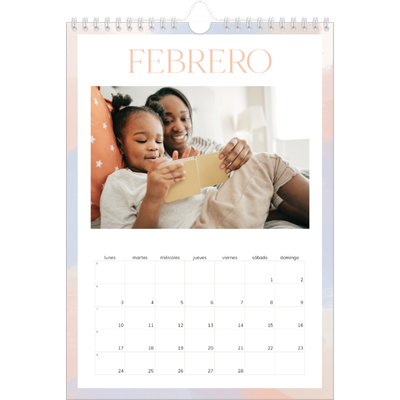 Calendario personalizado A4 — Efecto pincel [Febrero]