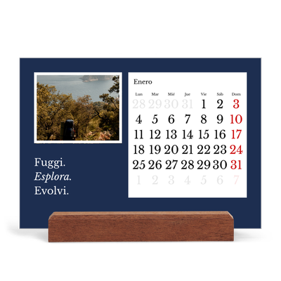 Calendario de mesa con base de madera - apaisado  — Tierra editorial [Enero]