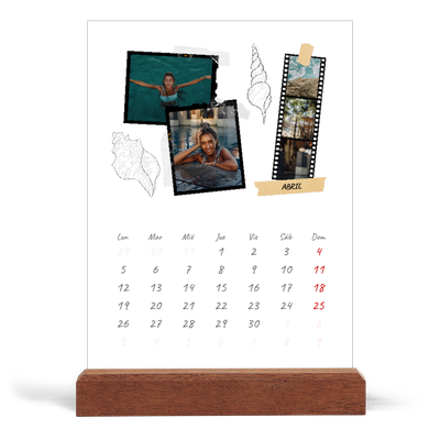Calendario de mesa con base de madera - vertical  — Scrapbook con estilo [Abril]