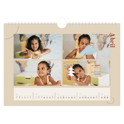 Calendario A4 horizontal — Texto asimétrico [Abril]