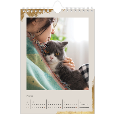 Calendario personalizado A5 — Classic Gold [Febrero]