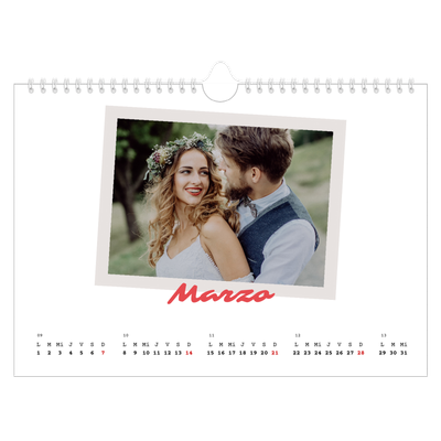 Calendario A4 horizontal — Firmado en carmín [Marzo]