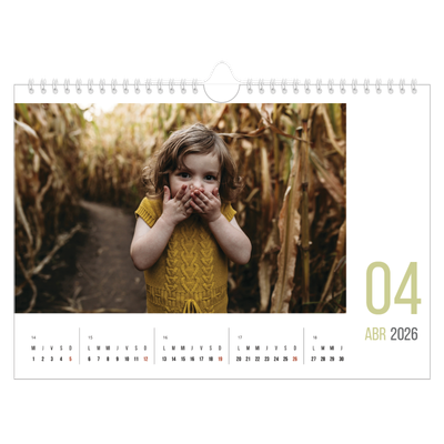Calendario A4 horizontal — Meses numerados [Abril]