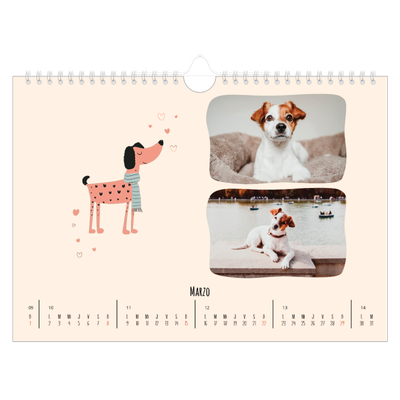 Calendario A4 horizontal — Perros y garabatos [Marzo]