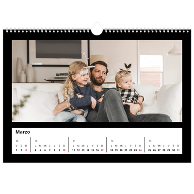 Calendario A3 horizontal — Margen negro [Marzo]