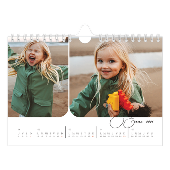 Calendario personalizado A5 horizontal — Fotos y caligrafía