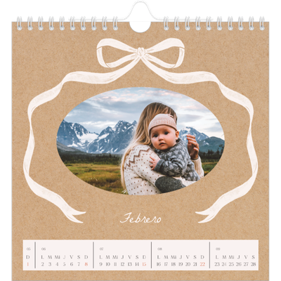Calendarios Cuadrados — Papel kraft y lazo [Febrero]