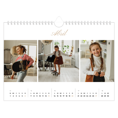 Calendario A4 horizontal — Cajas de tiras de fotos [Abril]