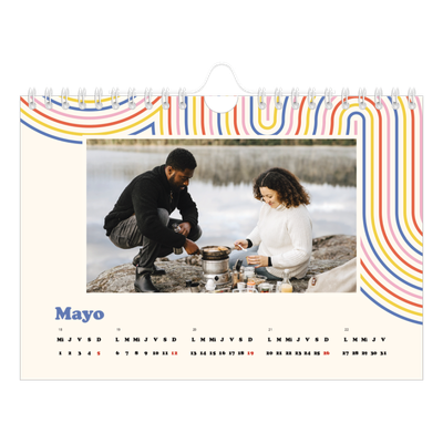 Calendario personalizado A5 — Líneas retro [portada]