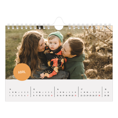 Calendario personalizado A5 — Pegatina de foto [Abril]