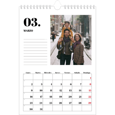Calendario personalizado A4 — Serif y momentos [Marzo]